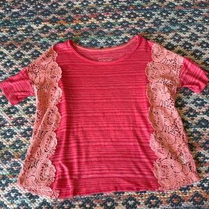 Free People Lace Insert Blouse